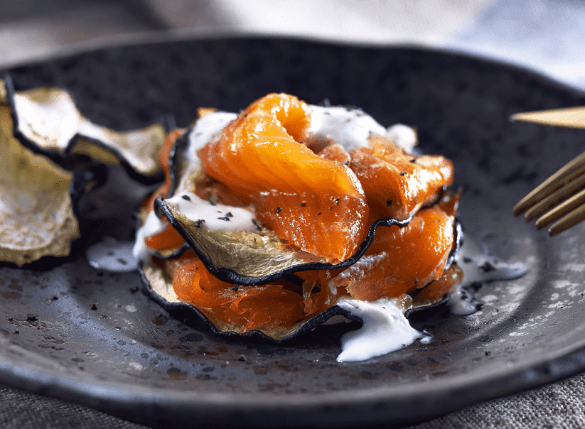 Receta de berenjena con salmón ahumado