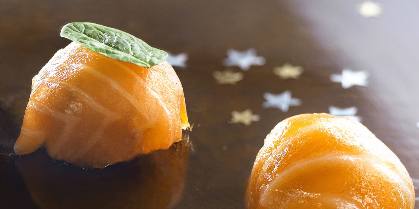 Bombones de salmón ahumado para Navidad