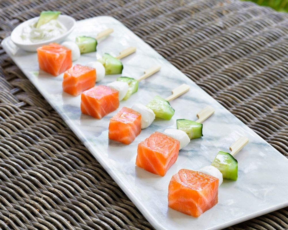 Brocheta de salmón ahumado