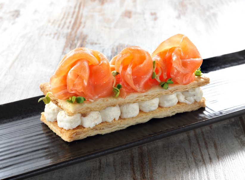 Receta de milhojas de salmón ahumado