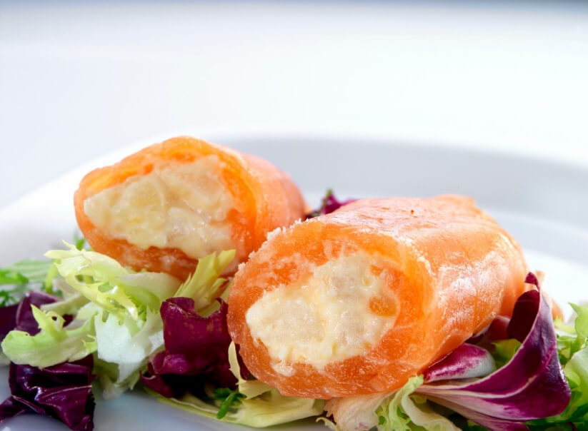 Receta de rollitos de salmón ahumado