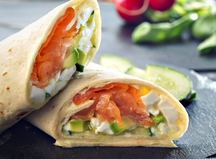 Receta wrap de salmón ahumado