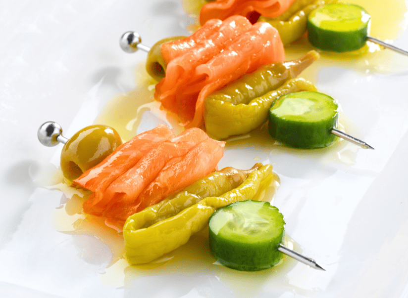 Aperitivo gildas de salmón ahumado
